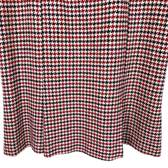 Talbots Women's 12 Wool Skirt Red Black Houndstooth A Line Hem Pleated - Picture 6 of 10